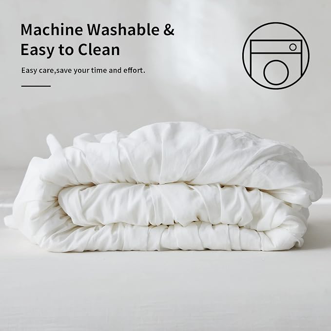 BISELINA White Ruffled Bed Skirt 18-Inch Tailored Drop Cotton Voile Dust Ruffle Soft Cozy Elegant Luxurious Bedding (18" King, White)