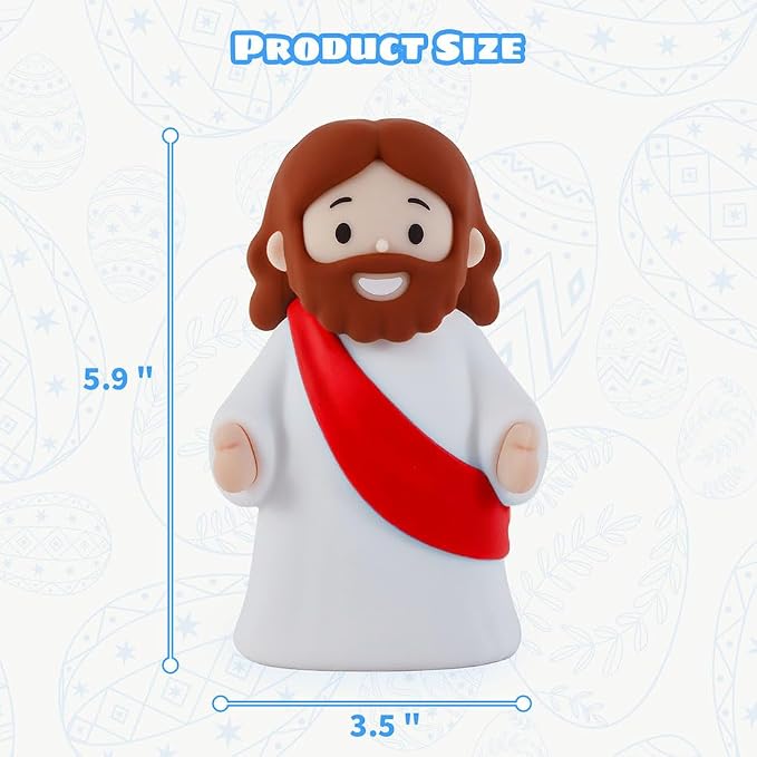Jesus Night Light Rechargeable Bedside Night Light Dimmable Silicone LED Light Ideal for Religious Gatherings, Gifts for Sunday School, Baptism Presents, Easter Egg Decorations (red)