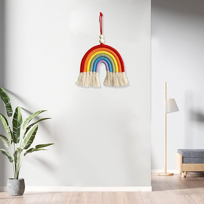 1PCS Colorful Rainbow Wall Decor - Handmade Weaving Ornament Pendant Decoration Wall Decor Hanging Home Decoration(Red)
