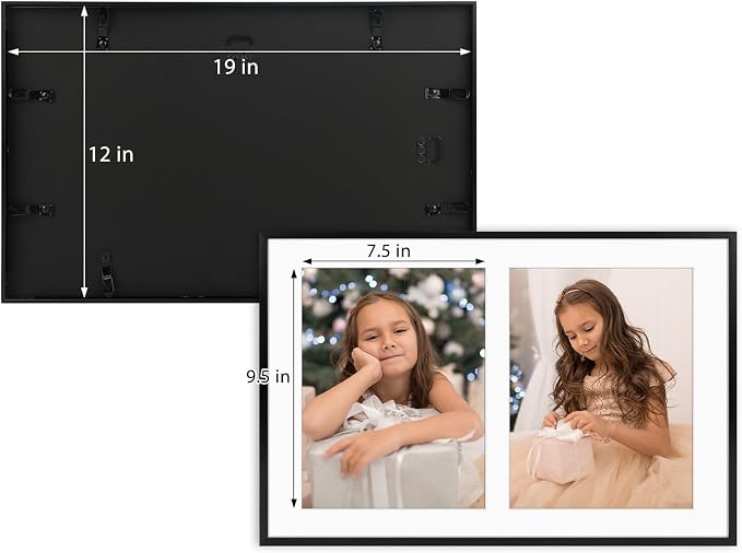 Golden State Art 12x19 Collage Frame w/Mat for 8x10 Photos Black 2 Pack