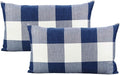 VAKADO 12x20 inch Pack of 2 Lumbar Buffalo Plaid Throw Pillow Covers Decorative Rectangle Farmhouse Retro Cushion Cases Home Decor for Couch Sofa Patio, Blue and White