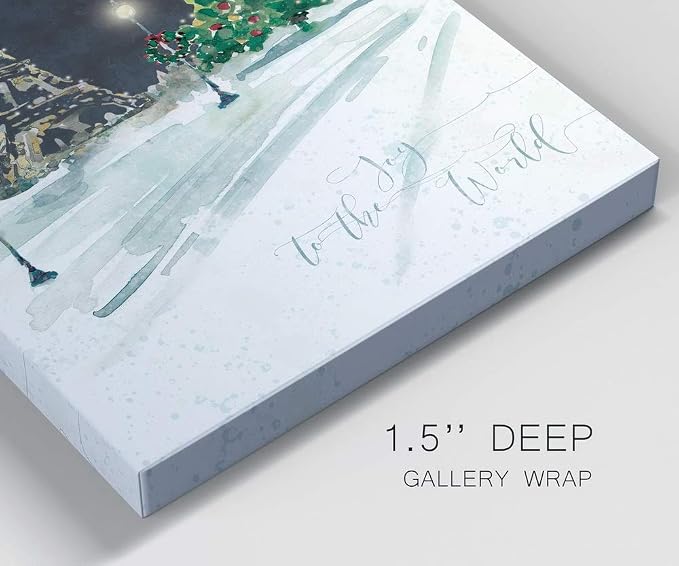 Renditions Gallery Canvas Wall Art Paintings for Home Decorations Snowy Paris Street in Christmas Night Abstract Artowrk for Living Room Home Kitchen Wall Decor - 32"X32" LT05