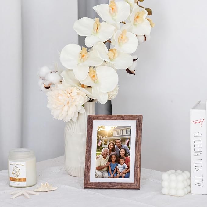 Fixwal Gallery Picture Frames Set, 15 Pack, MDF, Brown, 8x10, 5x7, 4x6 | Wall or Tabletop Decor, High-definition Plexiglas panels