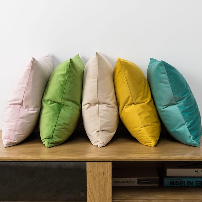 JUSPURBET 16x24 Lumbar Velvet Throw Pillow Covers Set of 2,Apple Green