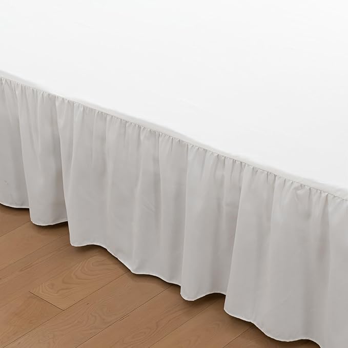Bed Skirt Full Size Ruffled Bed Skirt with Split Corners | 14 Inch Drop Dust Ruffle Bed Skirt with Platform, Ivory