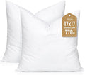 Artscope Synthetic Down Pillow Insert, 17x17 Throw Pillow Inserts Set of 2 | Down Alternative Ultra Soft Fluffy Sleeping Pillow, 100% Cotton Cover, Decorative Pillows-White