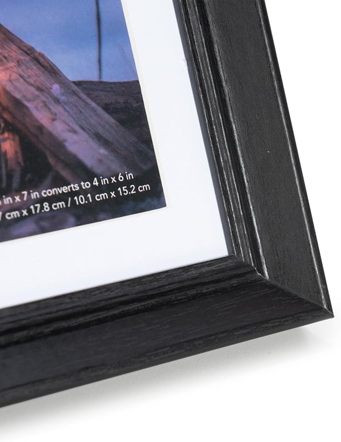 5x7 Picture Frame Black, Display 5x7 without Mat or 4x6 with Mat, Wall Gallery Photo Frames