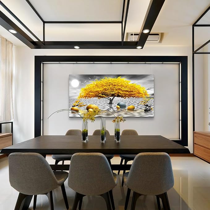 Wall decorations for living room Canvas Wall Art for bedroom Abstract wall decor Black and white Canvas Art Yellow tree paintings bathroom Home Decoration Hang Pictures Office large Wall Artworks