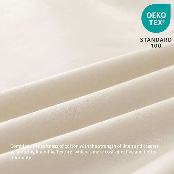 BISELINA French Linen Bed Skirt with Pleated Frills 14-Inch Tailored Drop Natural Flax Cotton Blend Dust Ruffle Soft Cozy Farmhouse Bedding (14" Twin, Linen)