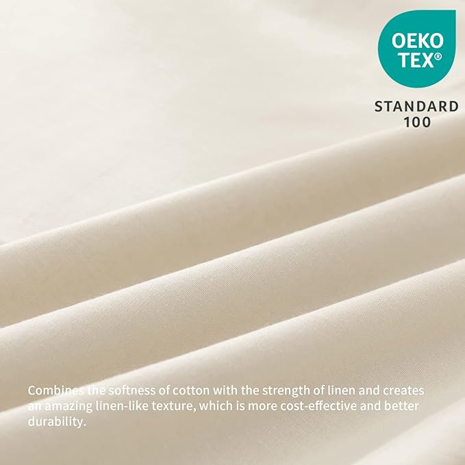 BISELINA French Linen Bed Skirt with Pleated Frills 14-Inch Tailored Drop Natural Flax Cotton Blend Dust Ruffle Soft Cozy Farmhouse Bedding (14" California King, Ruffle Linen)
