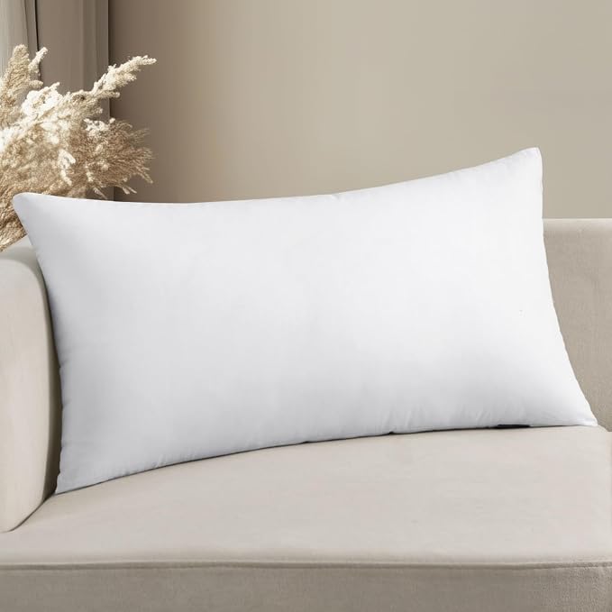 MIULEE 16x26 Inch Premium Lumbar Throw Pillow for Bed Sofa Couch | Virgin Microfiber, 100% Cotton Cover Pillow,Stuffer Form, Decorative Throw Pillow Insert