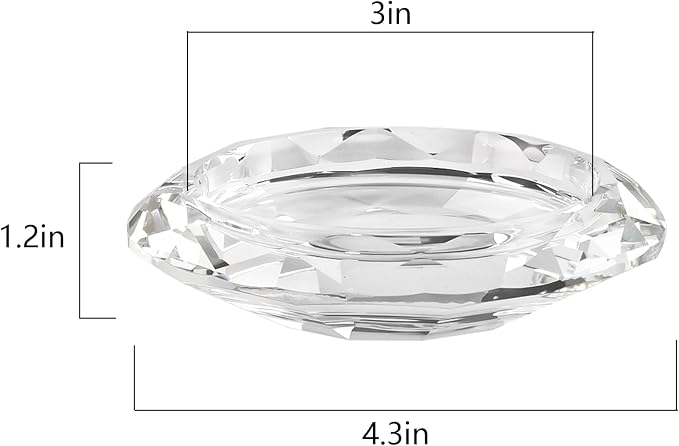 Crystal Pillar Candle Holders Decorations for Home Party Dinner Christmas, Suitable for Large Cylindrical Candles Hand-Cut 4.3'' X 1'' Clear, Pack of 2