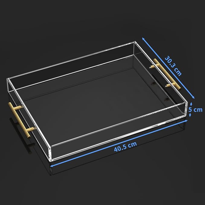 NIUBEE Clear Serving Tray 12x16 Inches - Acrylic Decorative Tray Organiser