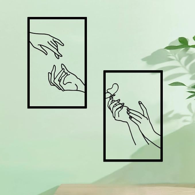 Resama Nail Room Wall Decor Nail Salon Wall Art and Accessories | Black Metal Space Decortionsfor Hand Body Care Store, Bathroon Bedroom Living Room Wall Hanging Sculptures Indoor