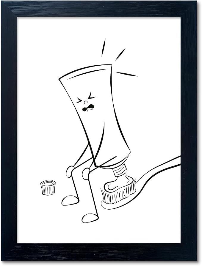 Black and White Bathroom Wall Decor, Funny Toilet Wall Art, Guest Toilet Canvas Print, Minimalist Humoristic WC Wall Art, Black Framed Picture Bathroom Sign Accesorries