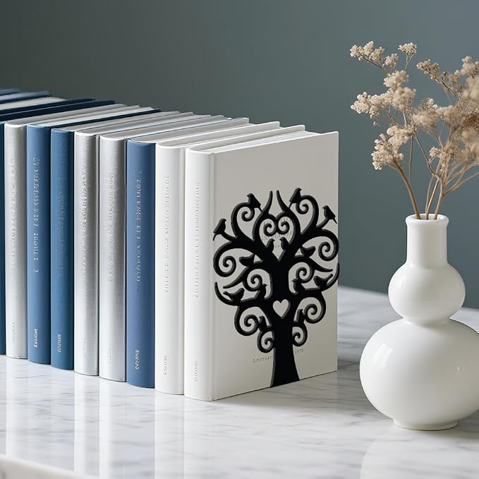 WADORN 1 Pair Branches Bird Metal Decorative Bookend for Shelves, Heavy Duty Book Ends Modern Non-Skid Books Holder Stand Black Book Support Stoppers for Desk Bookshelf Office Home, 5.3x4.3x7.9 Inch