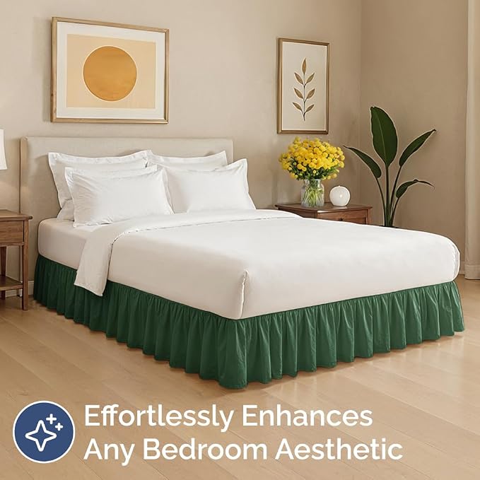 Bedskirt Twin Ruffle - Ruffled Bed Skirt - 12 Inch Drop - Emerald Green | Bedskirt with Platform, Ultra-Soft Premium Hotel Quality, Wrinkle Free, Fade & Shrink Resistant, for Women, Men, Kids & Teens