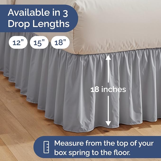 Bedskirt Full Size Ruffle - Ruffled Bed Skirt - 12 Inch Drop - Steel Blue | Bedskirt with Platform, Ultra-Soft Premium Hotel Quality, Wrinkle Free, Fade & Shrink Resistant, for Women, Men, Kids & Teens