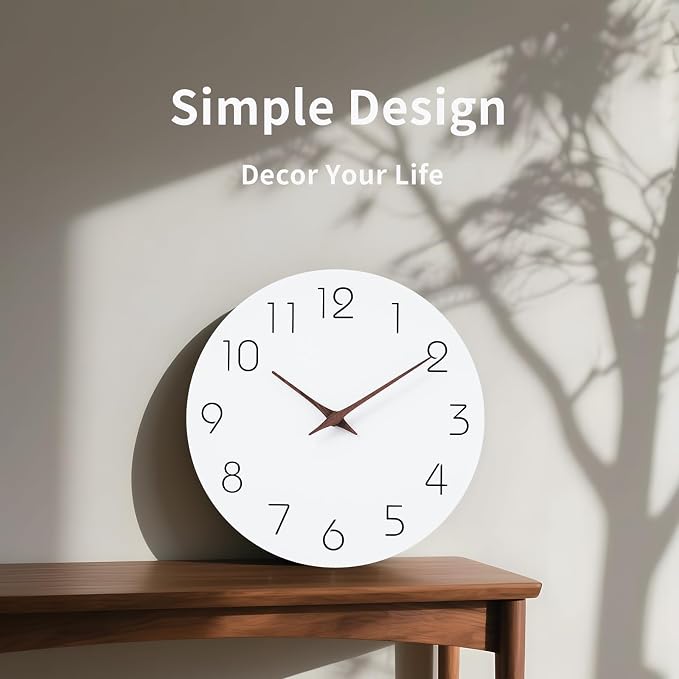 Mosewa Wall Clock Battery Operated 16" Silent Non-Ticking Simple Minimalist | Analog Kitchen Home Bathroom Living Room Bedroom Office Mordern Simple