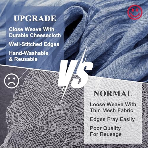 Wokceer Cheesecloth Table Runner Blue 10FT Boho Gauze Runner, 6 Pack