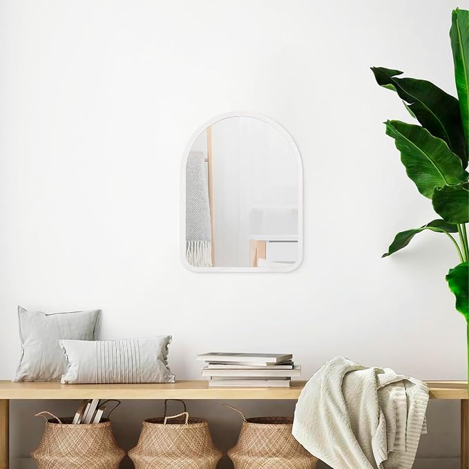 Arch Mirror, Rustic Wall Mounted Wood Frame Vintage Mirrors, Decor Farmhouse for Entryway Bedroom Bathroom Living Room Large 20"×16"