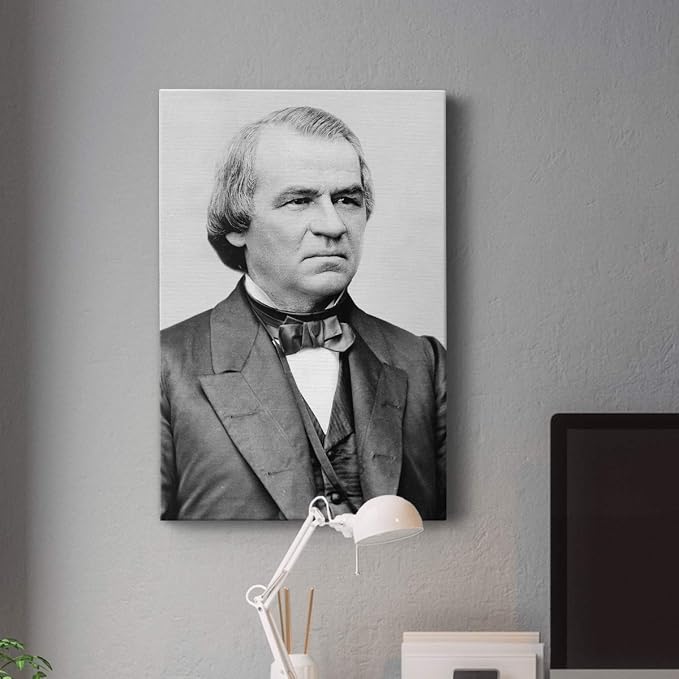 Renditions Gallery Andrew Johnson Presidental Portrait Wall Art, Premium Gallery Wrapped Canvas Decor, Ready to Hang, 48 in H x 32 in W, Made in America Print