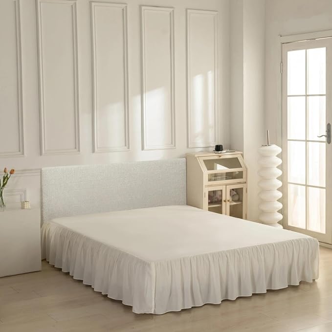 Bed Skirt Twin Size Ruffled Bed Skirt, 22'' Twin Dust Ruffle Bed Skirts | With Split Corners, Dust Ruffle with Platform, Microfiber, Breathable, Soft, Easy Fit, Ivory