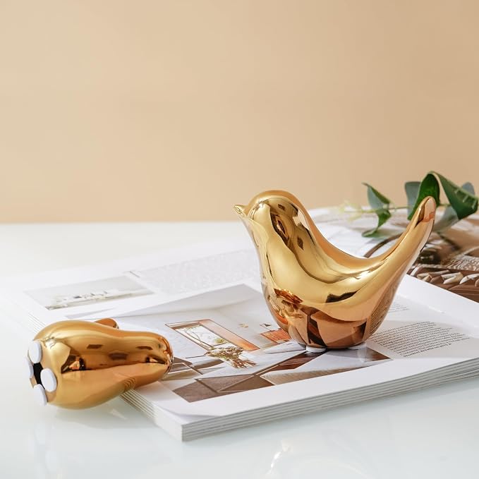 Notakia Gold Home Decor Small Birds Statues Modern Style Decorative Ornaments for Living Room Decor, Bedroom, Office Desktop, Cabinets (2Pcs Gold Birds)