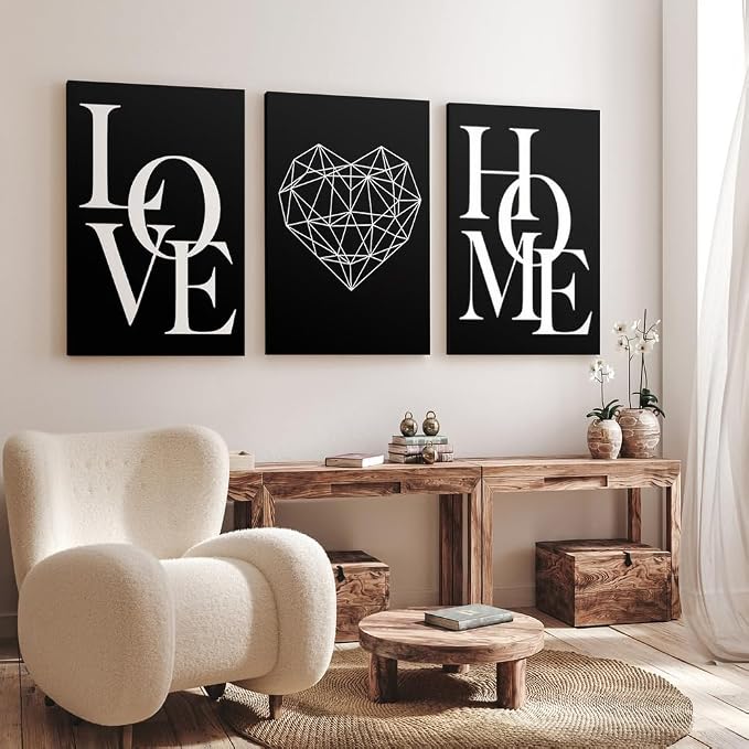 GUBIYU Love Home Wall Decor Black and White Farmhouse Modern Art for Entryway Hallway - Family Sign Express Warmth 12"x16"