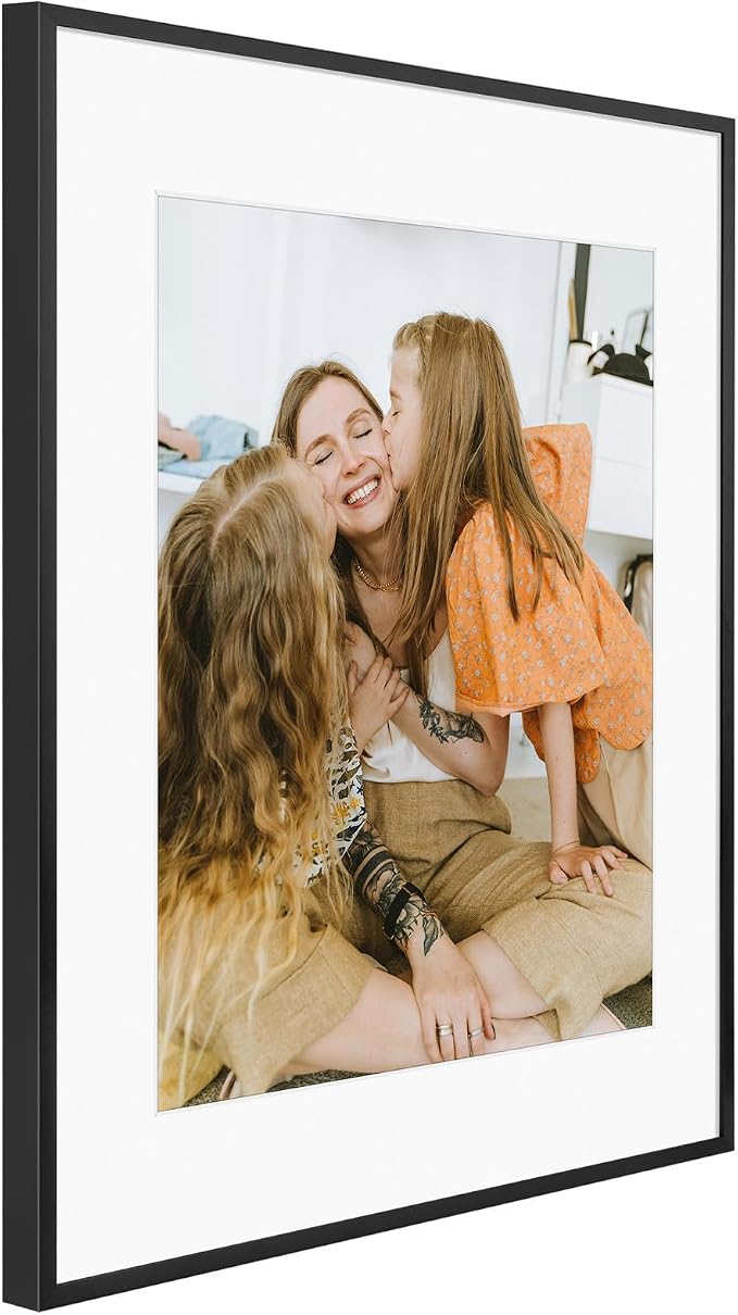 Frametory 2 Pack 14x18 Aluminum Frame with Mat for 11x14 Photo, Black