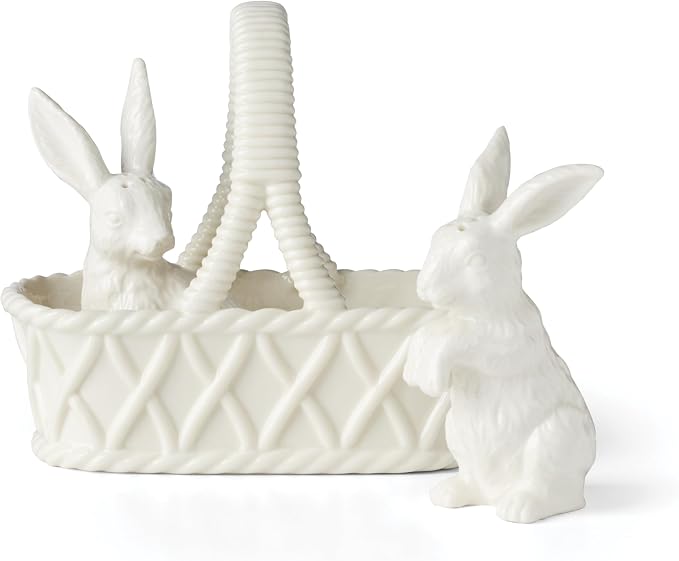Lenox Wicker Creek Bunny Porcelain Easter Salt and Pepper Shaker Set