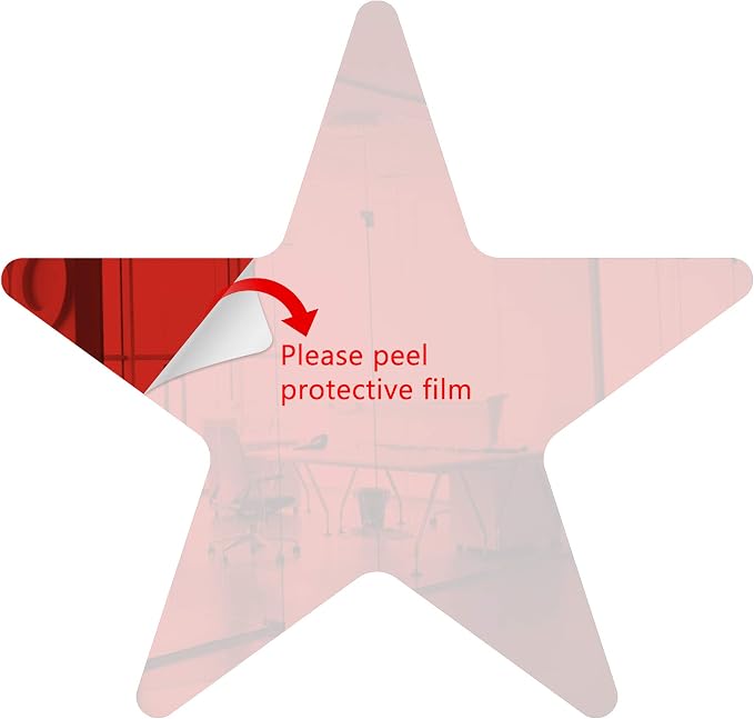 Marketing Holders Acrylic Mirror 10" Star Light Red Flat DIY Smooth Edge Plexiglass Tiles .118 3MM Thick Rounded Corners Decor for Stargazers Event and Party Planners Photographers