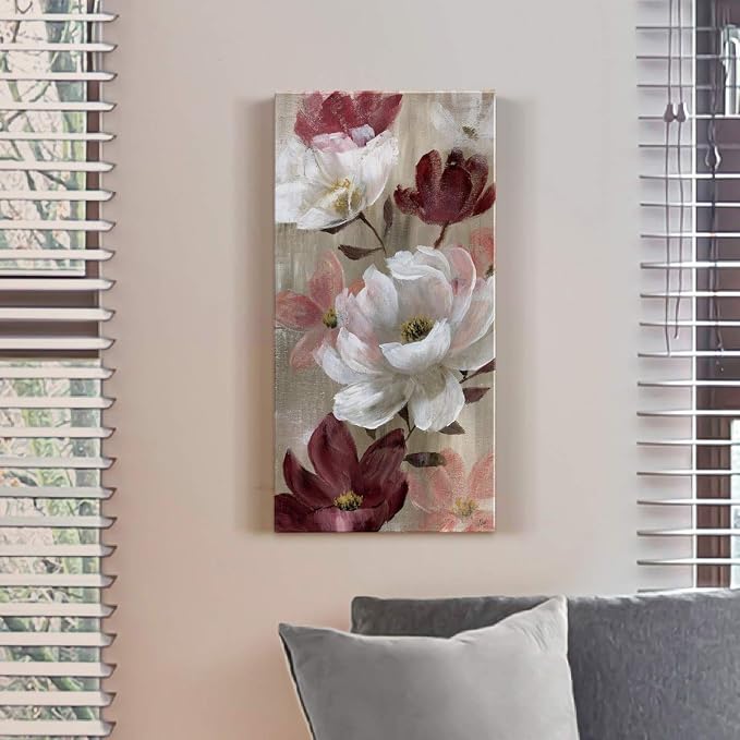 Renditions Gallery Canvas Flower Wall Art Home Glam Paintings & Prints Colorful Rose Garden Modern Romantic Botanical Wall Hanging Decorations for Bedroom Office Kitchen - 8"x16" LT43