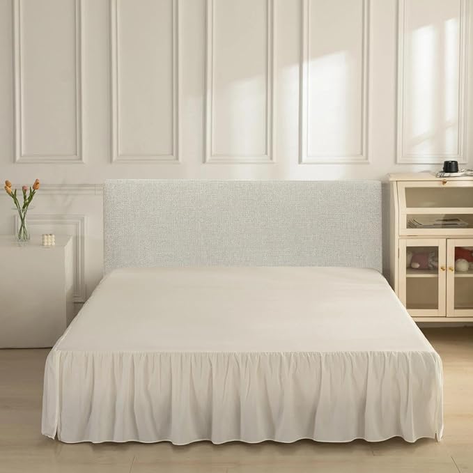 Bed Skirt Queen Size Ruffled Bed Skirt, 16'' Queen Dust Ruffle Bed Skirts | With Split Corners, Dust Ruffle with Platform, Microfiber, Breathable, Soft, Easy Fit, Ivory
