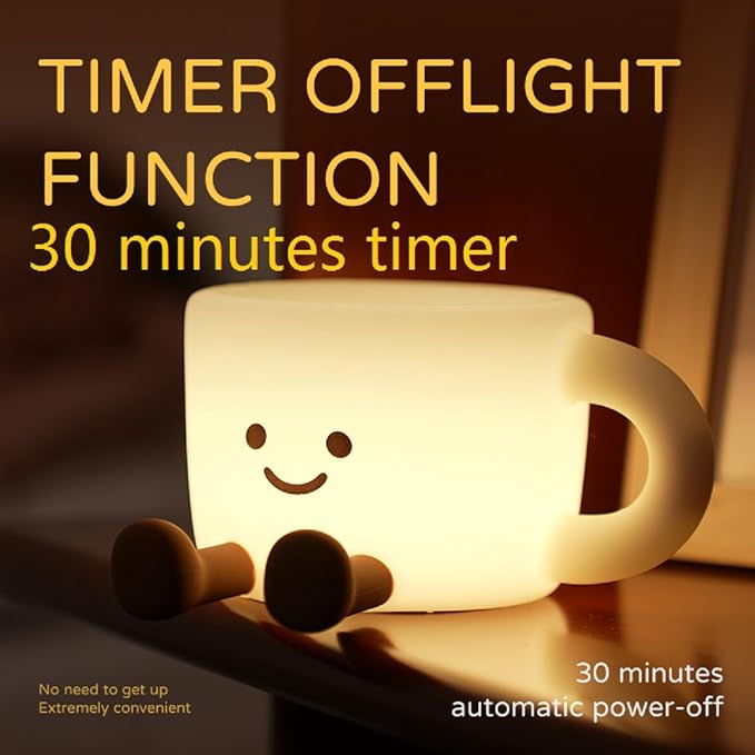 Coffee Cup Night Light,7 Colors Dimmable Bedside Lamp