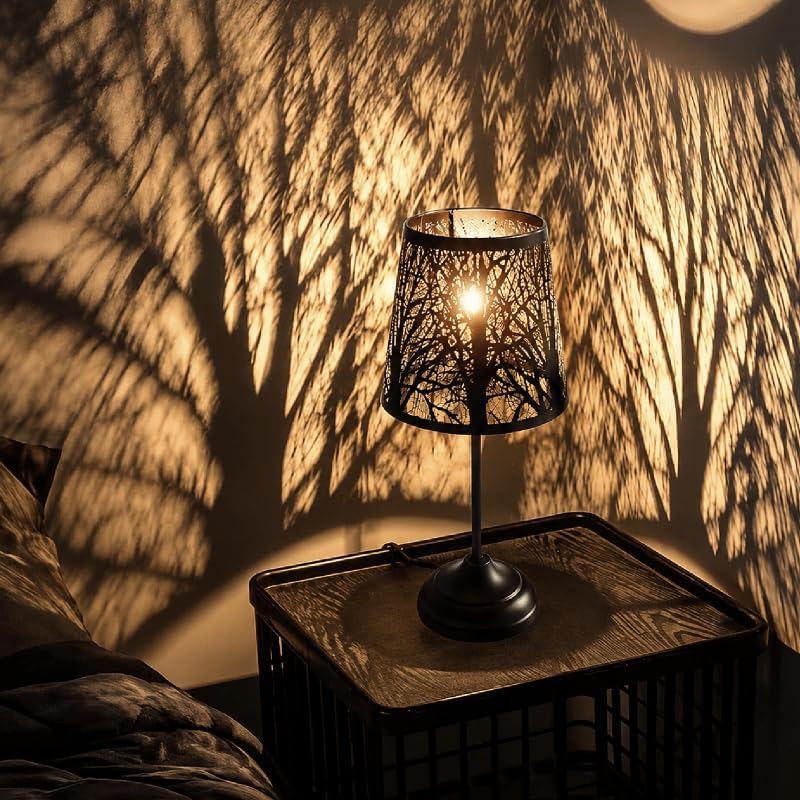 Touch Table Lamp, Tree Shadow Projection, 3-Level Dimmable Shadow Lamp