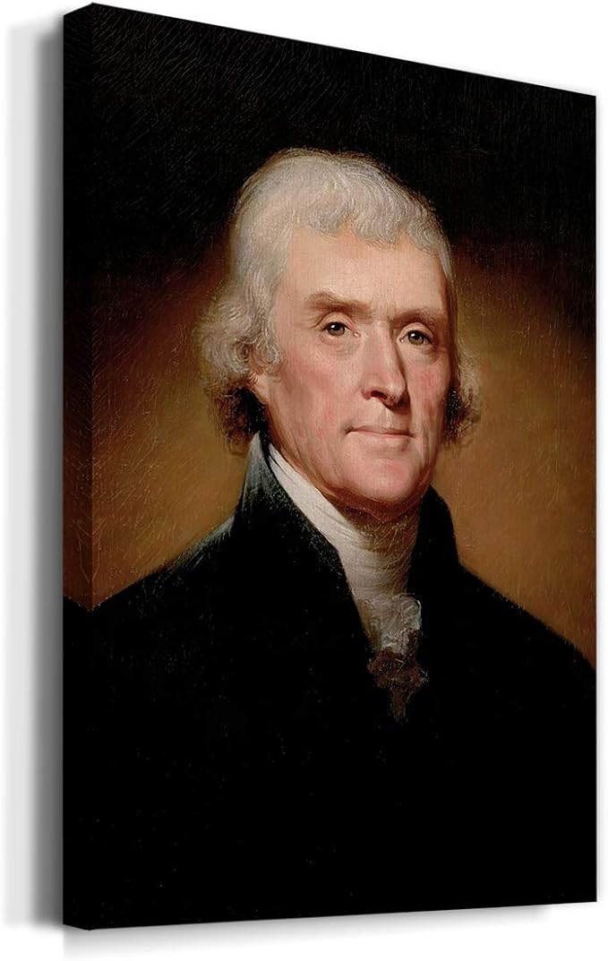 Renditions Gallery Thomas Jefferson Presidental Portrait Wall Art, Premium Gallery Wrapped Canvas Decor, Ready to Hang, 60 in H x 40 in W, Made in America Print Artwork