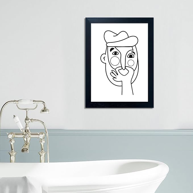 AIANHUA Funny Men Bathroom Wall Decor, Modern Minimalist Toilet Art Decor, Black and White Canvas Wall Art for Bathroom, Humorous Restroom Bathroom Print
