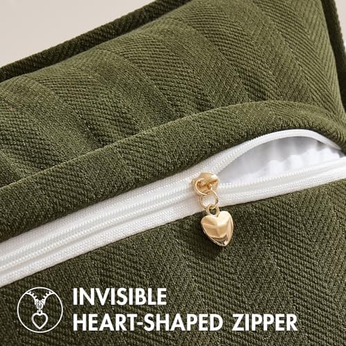 MIULEE Pack of 2 Olive Green Euro Shams Chenille Pillow Covers 26x26 Inch