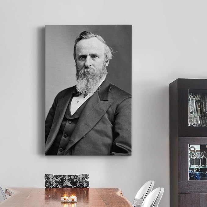 Renditions Gallery Rutherford B. Hayes Presidental Portrait Wall Art, Premium Gallery Wrapped Canvas Decor, Ready to Hang, 27 in H x 16 in W, Made in America Print