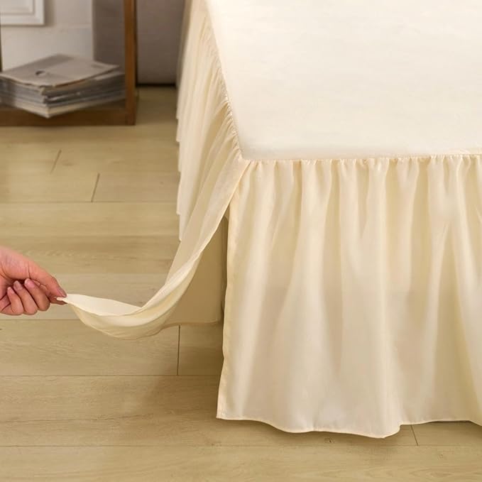 Bed Skirt Full Size Ruffled Bed Skirt, 14'' Full Dust Ruffle Bed Skirts | With Split Corners, Dust Ruffle with Platform, Microfiber, Breathable, Soft, Easy Fit, Beige