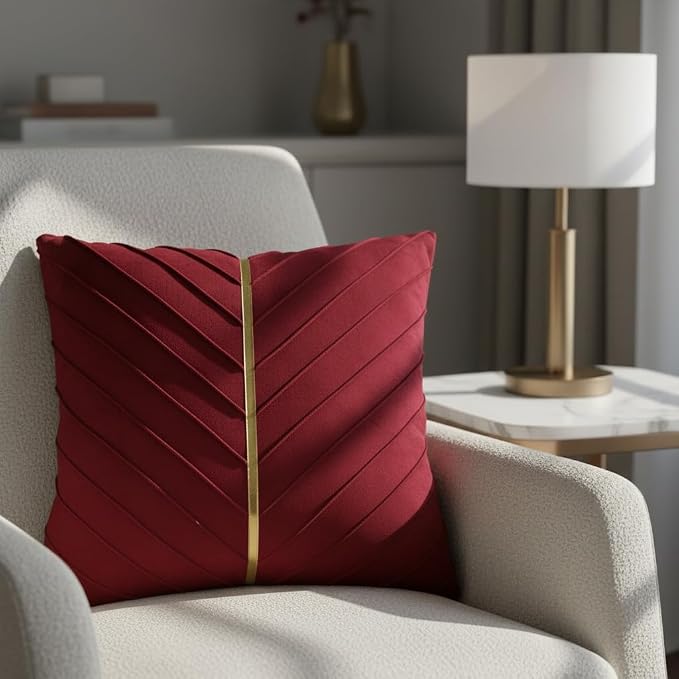Velvet Throw Pillow Covers 20x20 inch Pack of 2 Gold Decor Red