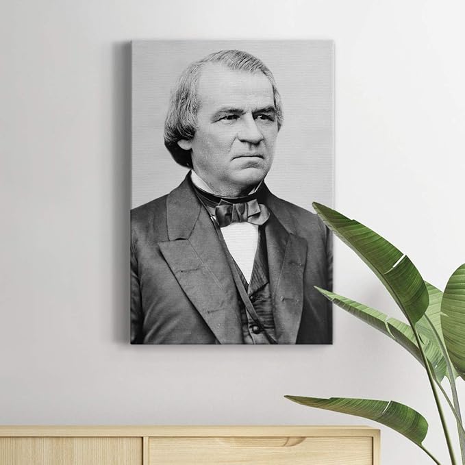 Renditions Gallery Andrew Johnson Presidental Portrait Wall Art, Premium Gallery Wrapped Canvas Decor, Ready to Hang, 48 in H x 32 in W, Made in America Print