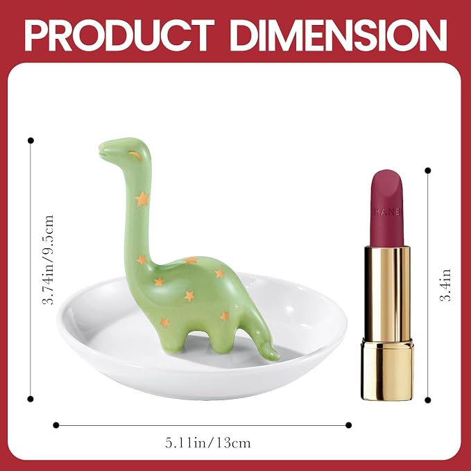 PUDDING CABIN Dinosaur Gifts for Women, Green Dinosaur Ring Holder Dish for Rings Earrings Bracelets Necklace Organizer, Gifts for Women Birthday Mothers Day Christmas Thanksgiving