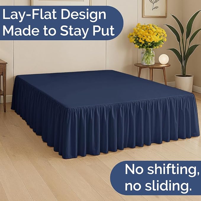 Bedskirt Twin Size Ruffle - Ruffled Bed Skirt - 12 Inch Drop - Navy | Bedskirt with Platform, Ultra-Soft Premium Hotel Quality, Wrinkle Free, Fade & Shrink Resistant, for Women, Men, Kids & Teens
