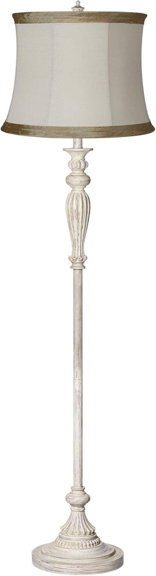 360 Lighting Vintage Chic 60" Tall Pleated and Antique White Floor Lamp