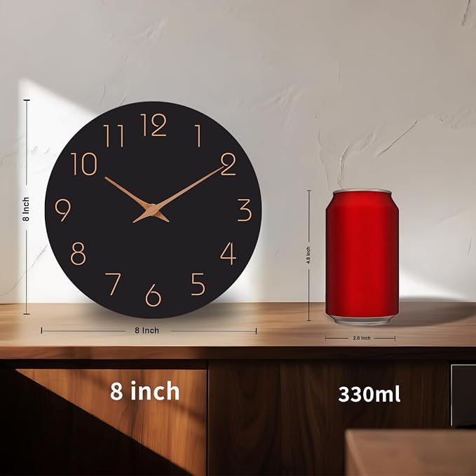 Mosewa Wall Clock 8" Battery Operated Silent Non-Ticking Simple Minimalist | Analog Kitchen Home Bathroom Living Room Bedroom Office Mordern Simple