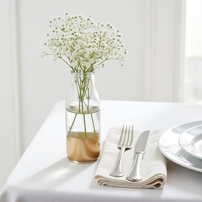 Hosley Set of 12 Small Bud Vases, 5.5" Gold Dip Glass Flower Vases in Bulk for Single Stems, Table Centerpiece Decor for Wedding, Party & Home