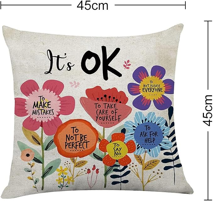 Motivational Flower Throw Pillow Cover Cute Decorative for Girls