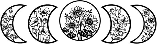 Sanwarm Wall Decor, 5 Pieces, Black Metal, for Home Celestial Witchy